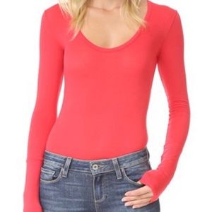 NWT Free People Coral Scoop Neck Bodysuit
